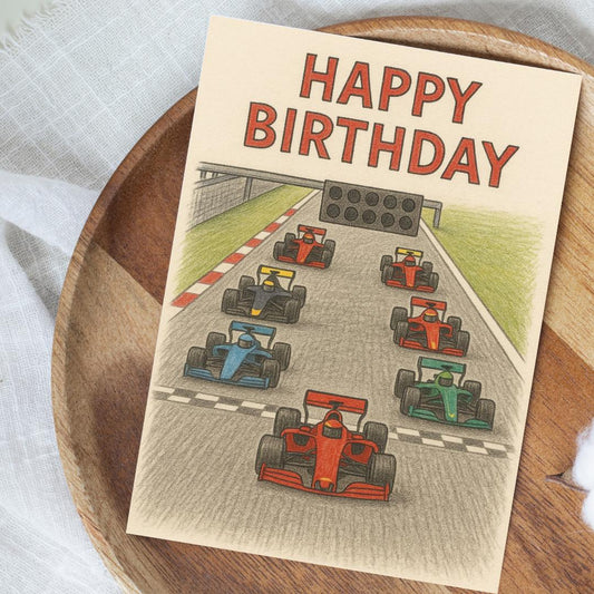 Race Car Birthday Card | Formula 1 Racing Greeting Card | Motorsport Birthday for Him | Red Bull Racing | F1 Fan Gift | McLaren | Ferrari