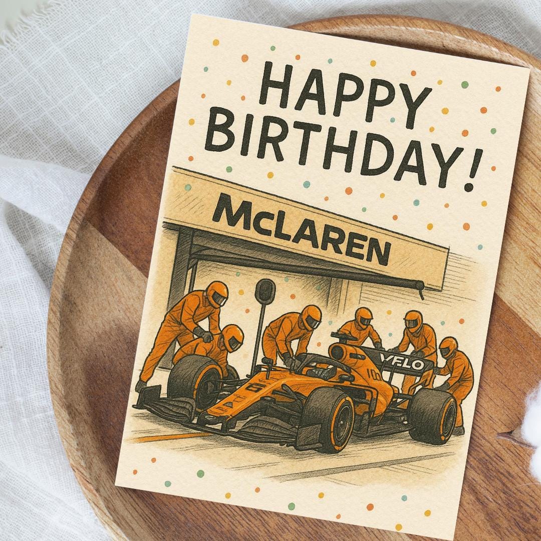 Race Car Birthday Card | Formula 1 Racing Greeting Card | Motorsport Birthday for Him | Red Bull Racing | F1 Fan Gift | McLaren | Ferrari