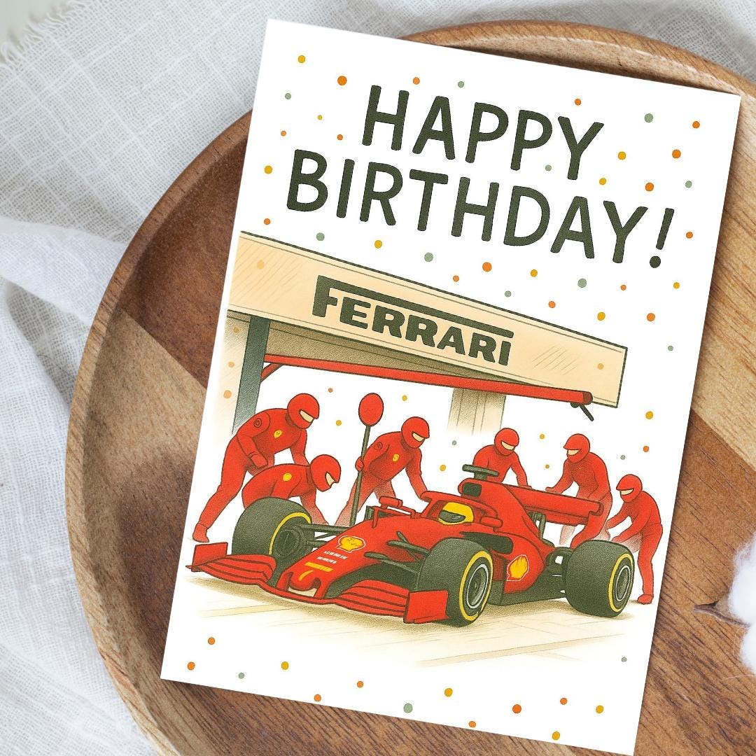 Race Car Birthday Card | Formula 1 Racing Greeting Card | Motorsport Birthday for Him | Red Bull Racing | F1 Fan Gift | McLaren | Ferrari