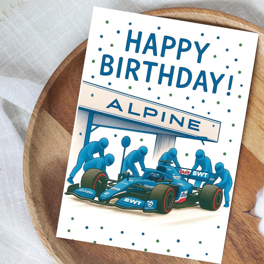 Race Car Birthday Card | Formula 1 Racing Greeting Card | Motorsport Birthday for Him | Red Bull Racing | F1 Fan Gift | McLaren | Ferrari